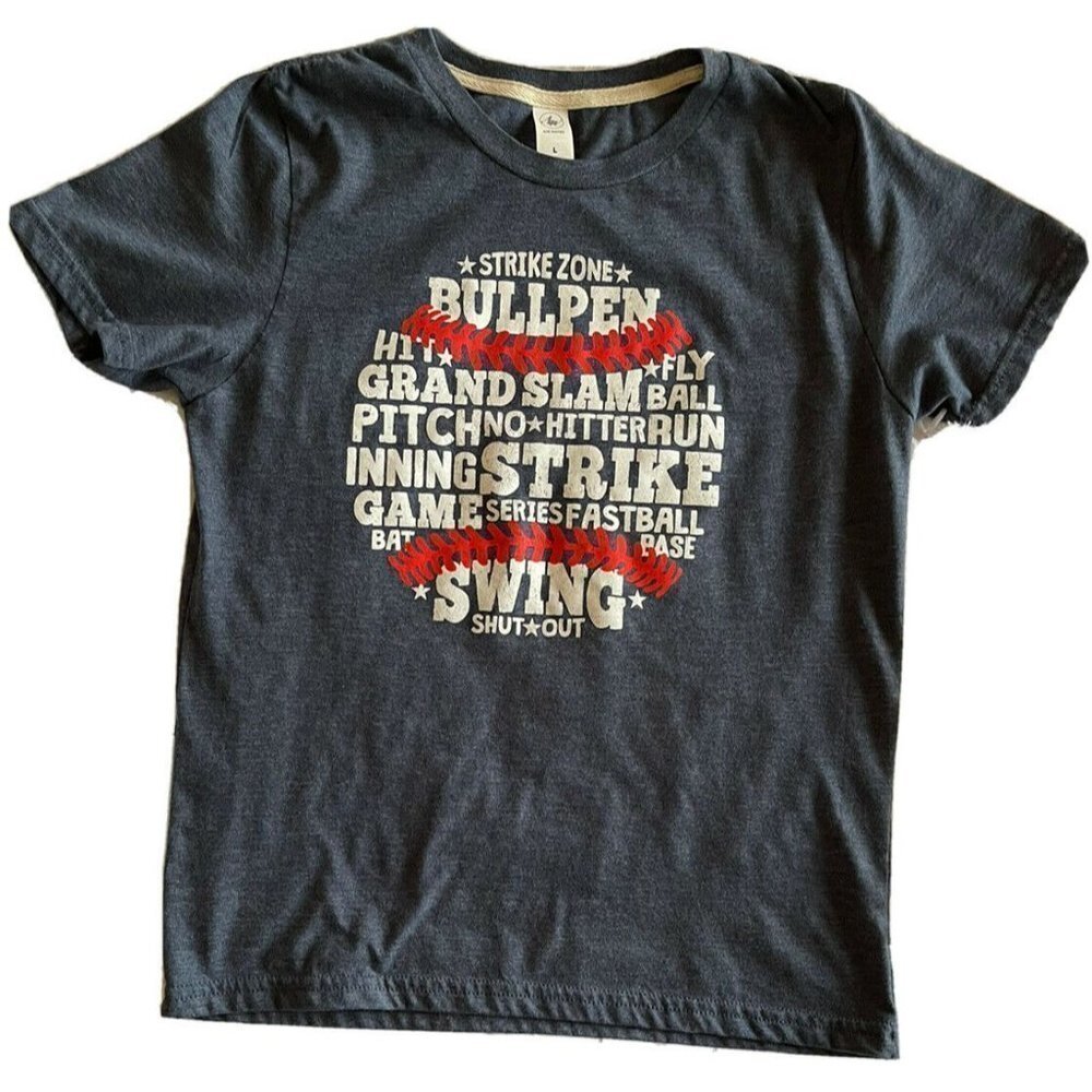 Air Waves Boys Large Short Sleeve Blue Baseball Shirt